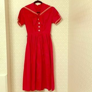 1950s Vintage deep pink sailor summer dress.